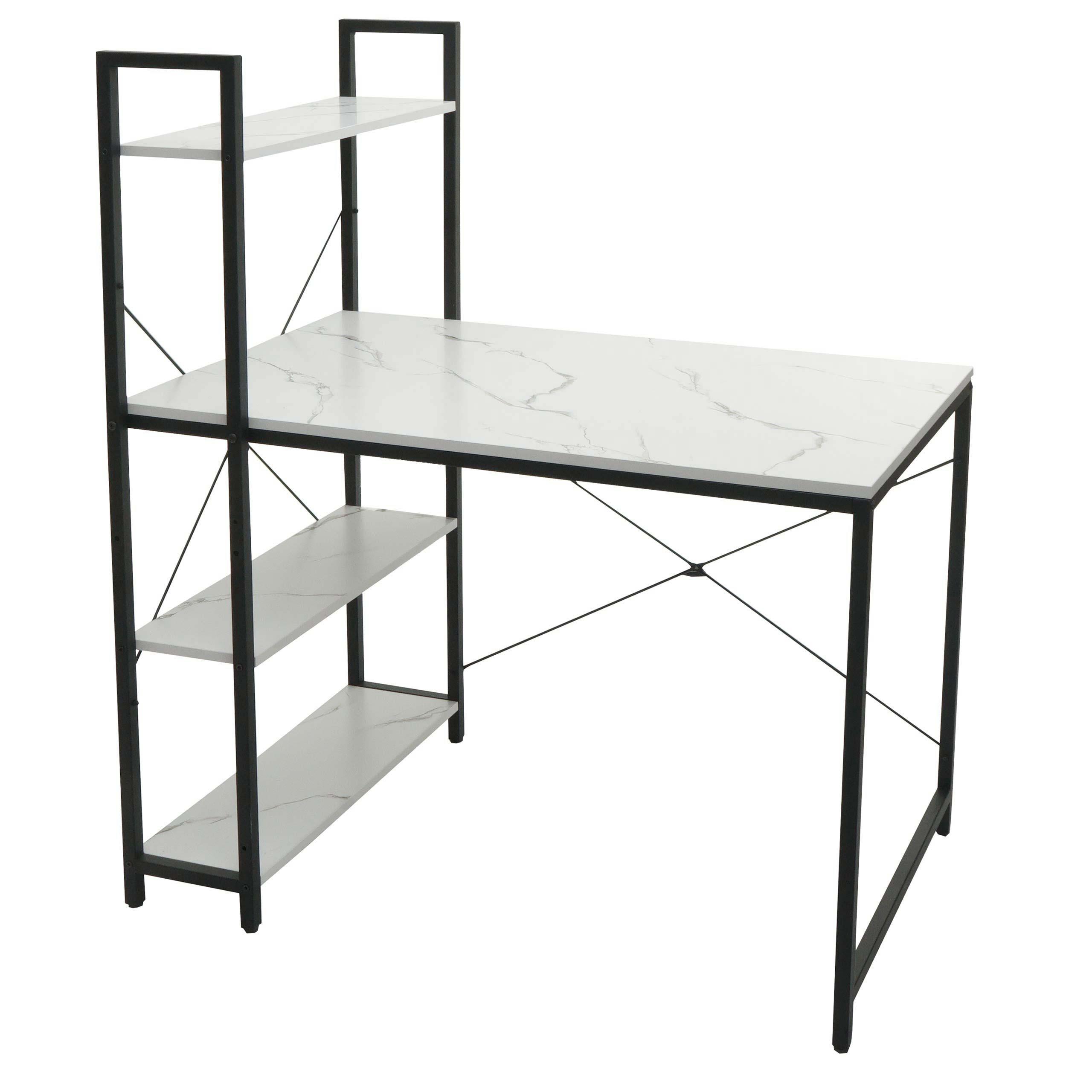 SCHREIBTISCH MIT REGAL eckig Marmor Weiß Dekor - Weiß, Holzwerkstoff (60/100/120cm) - MCW