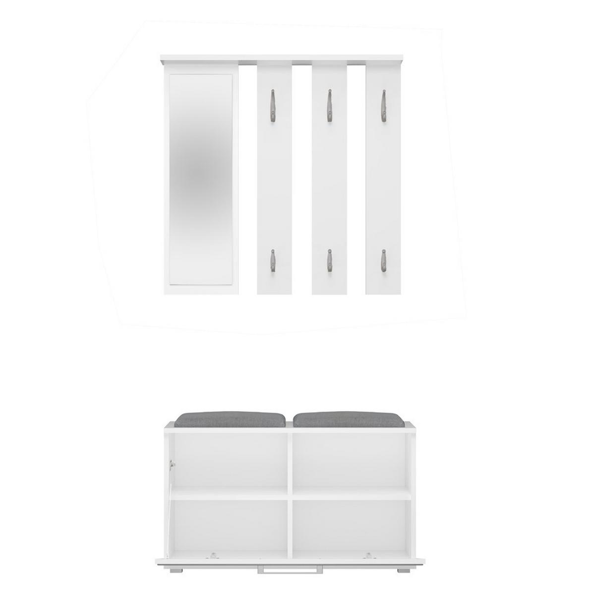 GARDEROBE praktisch Garderoben-Set mit Spiegel Weiß 85/180/35 - Weiß, Holzwerkstoff (85/180/35cm) - RAUMHIRSCH FURNITURE