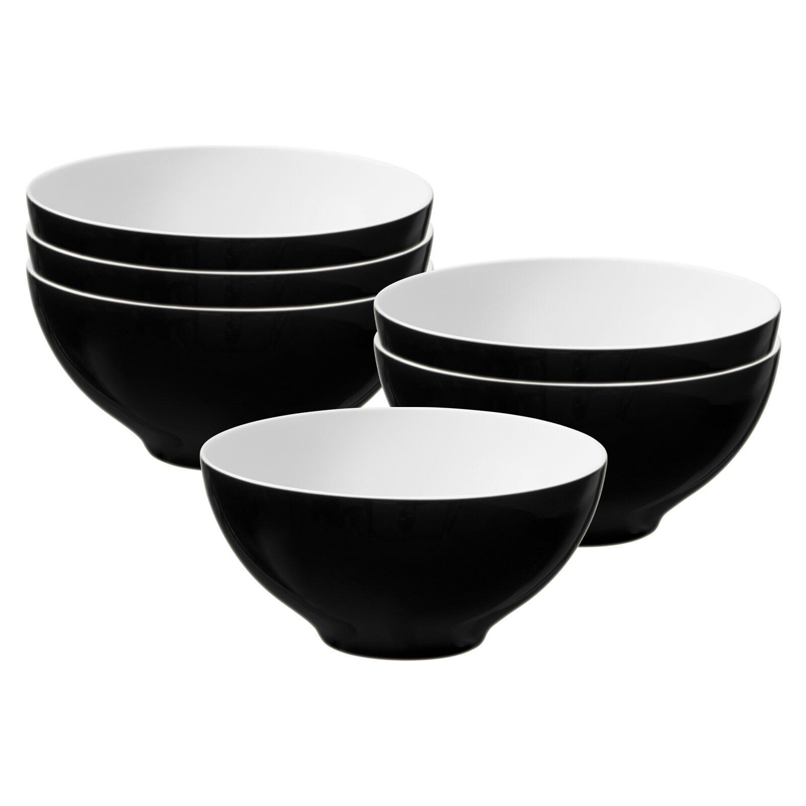 SCHÜSSELN Life Fashion Glamorous Black ø 15,5 cm 6er Set - Schwarz, Keramik (15.5cm) - Seltmann Weiden