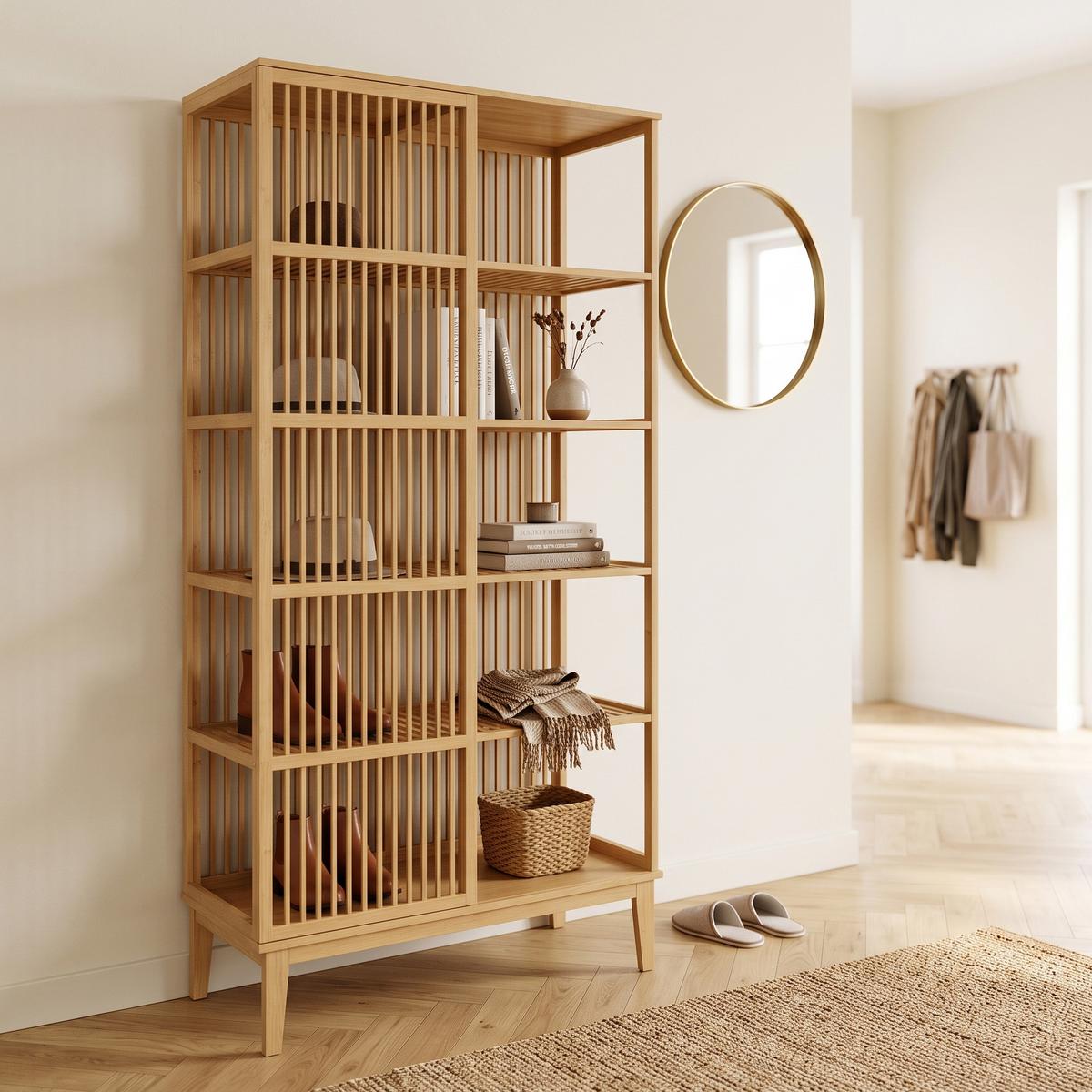 STANDREGAL Trundholm - Naturfarben, Holz (80/185/45cm) - [en.casa]