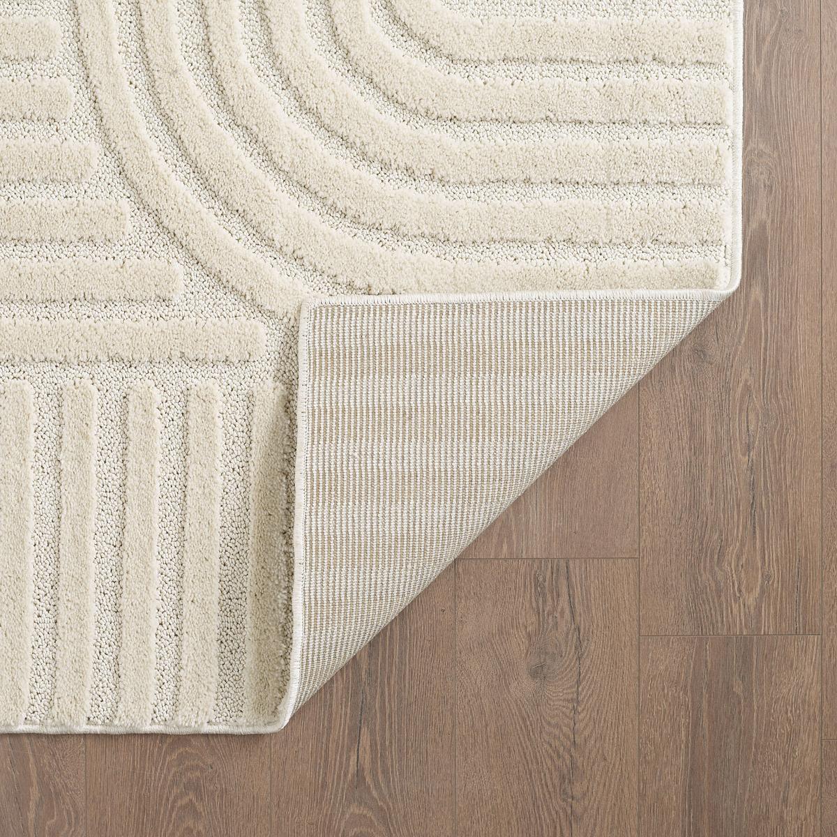 HOCHFLORTEPPICH RIGI, im Skandi-Boho-Stil, Creme, Ø 120 cm - Beige, Textil (120/120cm) - KADIMA DESIGN