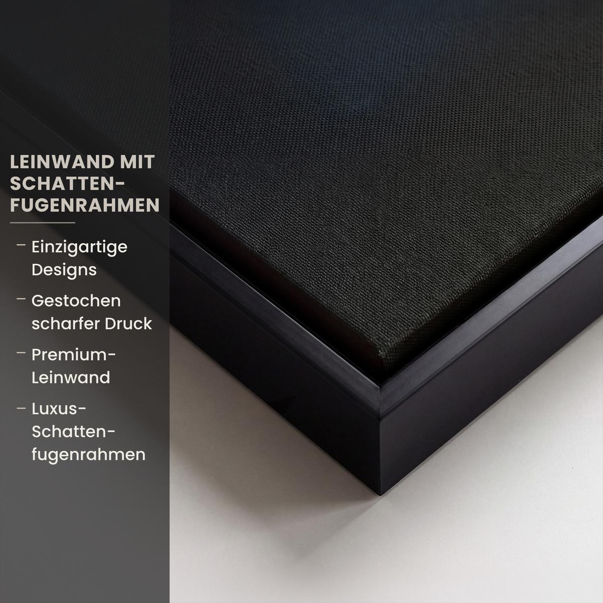 LEINWAND Bilder mit Rahmen - Baum - Blau - Blätter - Pinselstriche - 60x40 - Blau, Textil (60/40cm) - MuchoWow
