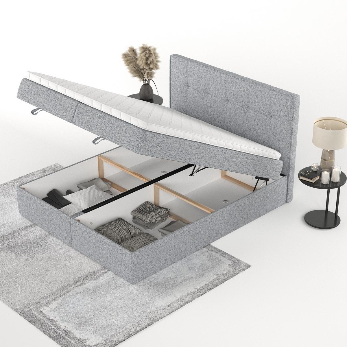 BOXBETT Tivra 180/200 cm Grau im Riva Stoff - Schwarz/Grau, Holz/Holzwerkstoff (180/200cm) - AltaBeds