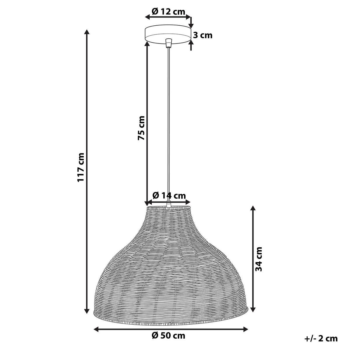 HÄNGELEUCHTE Millian 50/50/117 cm - Beige, Naturmaterialien (50/50/117cm) - Beliani
