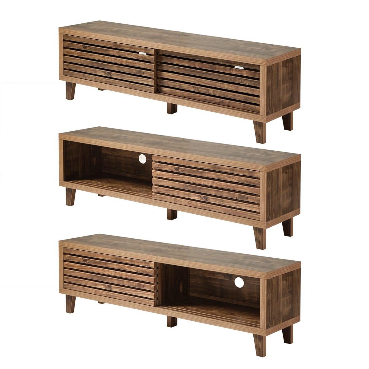 TV-MÖBEL mit 2 Schiebetüren 35/140/45 cm - Nussbaumfarben, Holzwerkstoff (35/45/43cm) - Calicosy