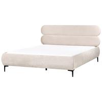 BETT mit Lattenrost 180/200 cm Hellbeige Lessay - Beige/Schwarz, Textil (180/200cm) - Beliani