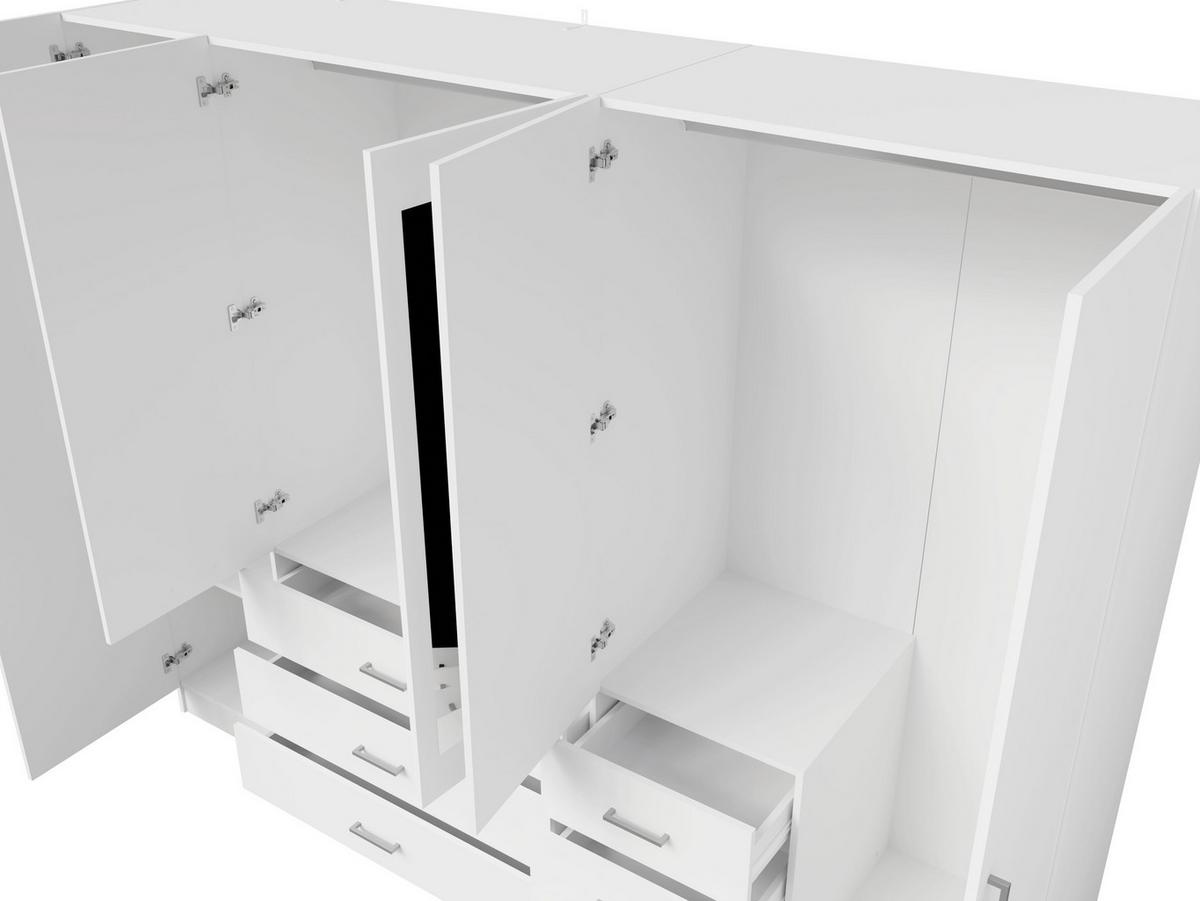 KLEIDERSCHRANK Weiß 250/200,5/58 - Weiß, Holzwerkstoff (250/201/58cm) - RAUMHIRSCH FURNITURE