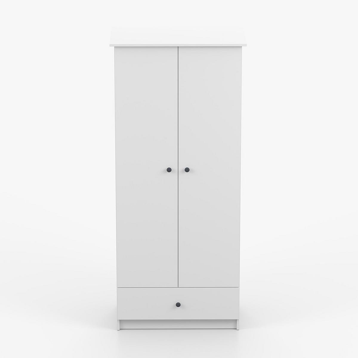 DREHTÜRENSCHRANK 85,5/193/53 cm 2-türig Olaf I Weiß + anthrazit Griffe - Anthrazit/Weiß, Holzwerkstoff/Metall (85.5/193/53cm) - imoebel24