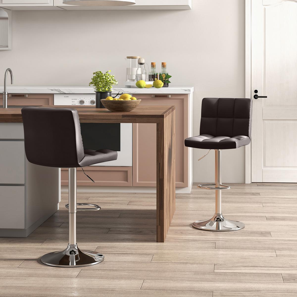BARHOCKER Braun(2er-Set) - Braun, Metall (43/116.5/41cm) - COSTWAY