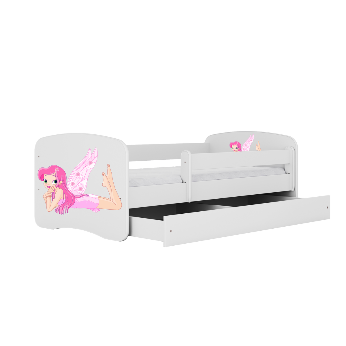KINDERBETT Fee mit Flügeln mit Schublade 140/70 80/61/144 - Weiß, Holzwerkstoff (70/140cm) - RAUMHIRSCH FURNITURE