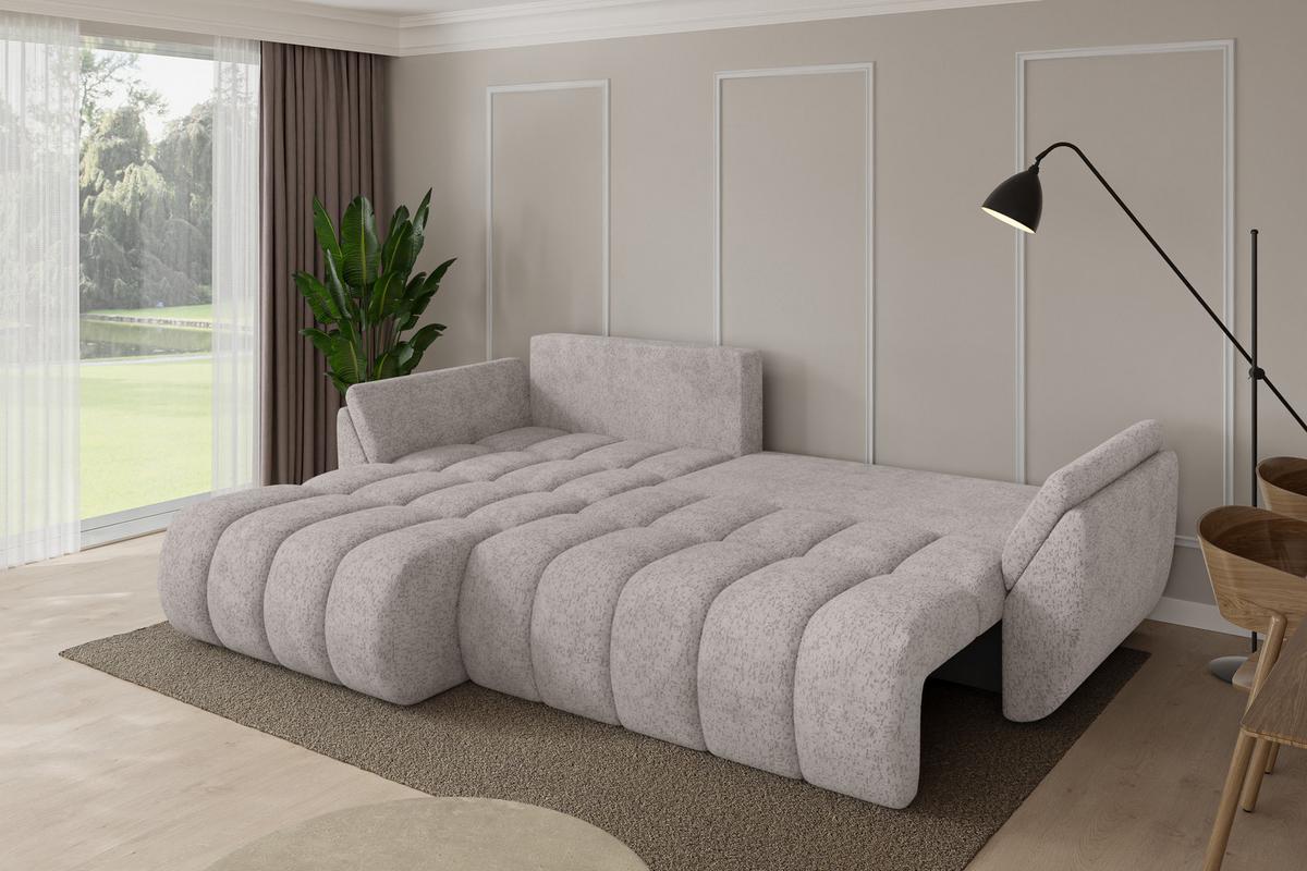 ECKSOFA mit Schlaffunktion Ottomane Links TOKO-L-v1 277x194x86 Hellgrau Velours - Hellgrau/Schwarz, Holzwerkstoff/Kunststoff (277/194cm) - ALTDECOR