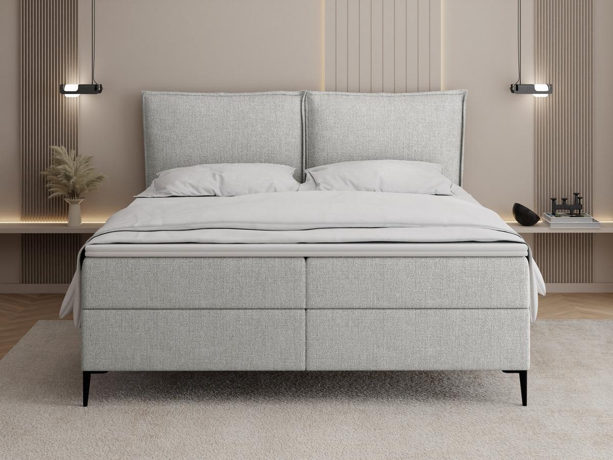 BOXBETT Calio Rise mit Bettkasten, Grau Chenille 120x200 cm – inkl. H4 Taschenfederkern Matratze & Foam Topper - Schwarz/Grau, Holz/Holzwerkstoff (120/200cm) - WFL GROUP