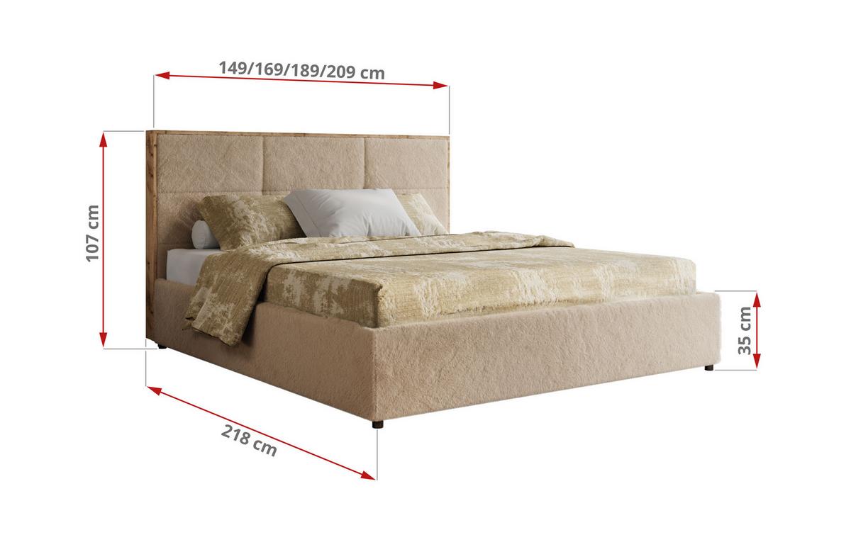 POLSTERBETT LERIO CLASSIC 160/200 - Beige Plüsch - Multipocket-Matratze - Beige, Textil (160/200cm) - MKS