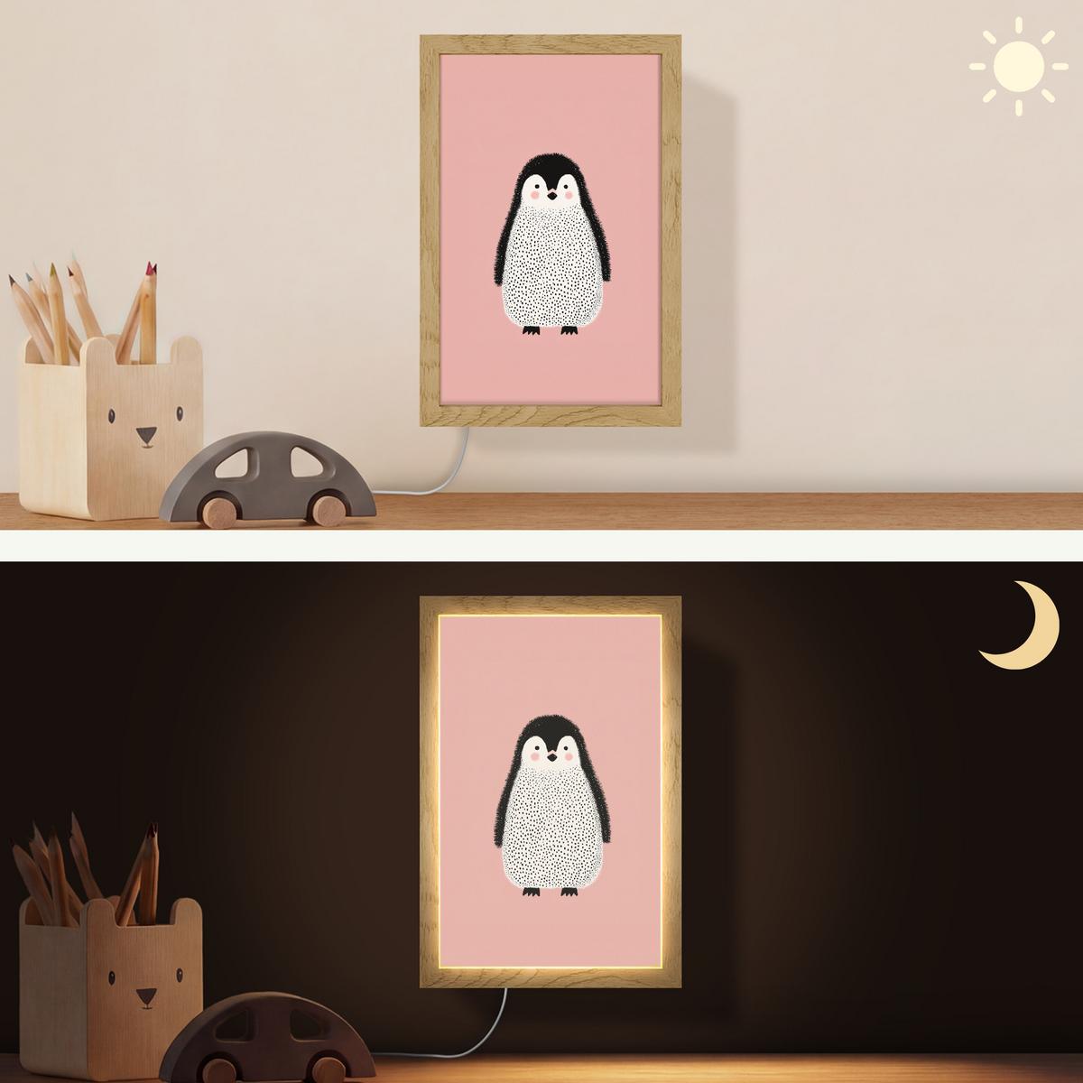 WANDLEUCHTE Pinguin - Punkte - Minimalistisch - Rosa 20x30 cm - Rosa, Holzwerkstoff (20/30/8cm) - OnlyWow