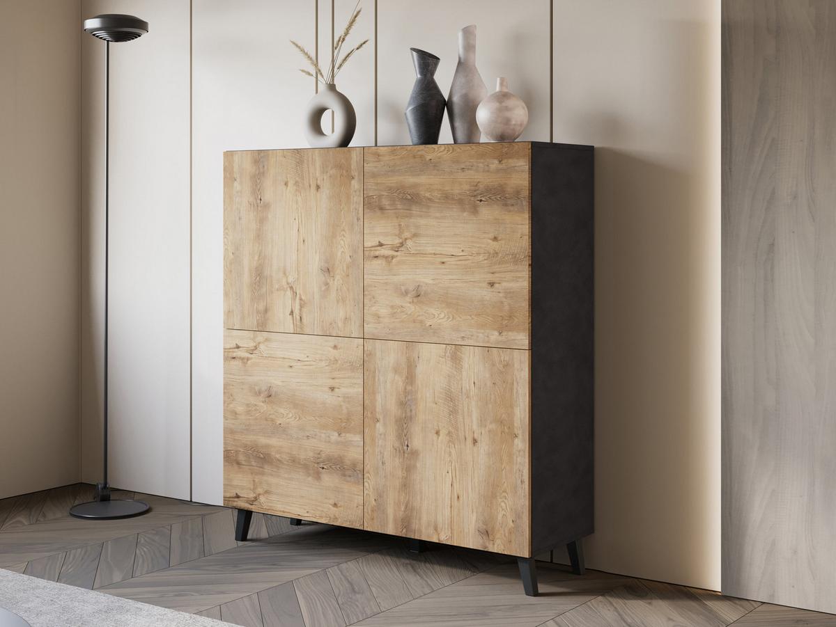 HIGHBOARD Phuket 120 - Schwarz/Braun, Holzwerkstoff/Kunststoff (120/130/39cm) - MIRJAN24