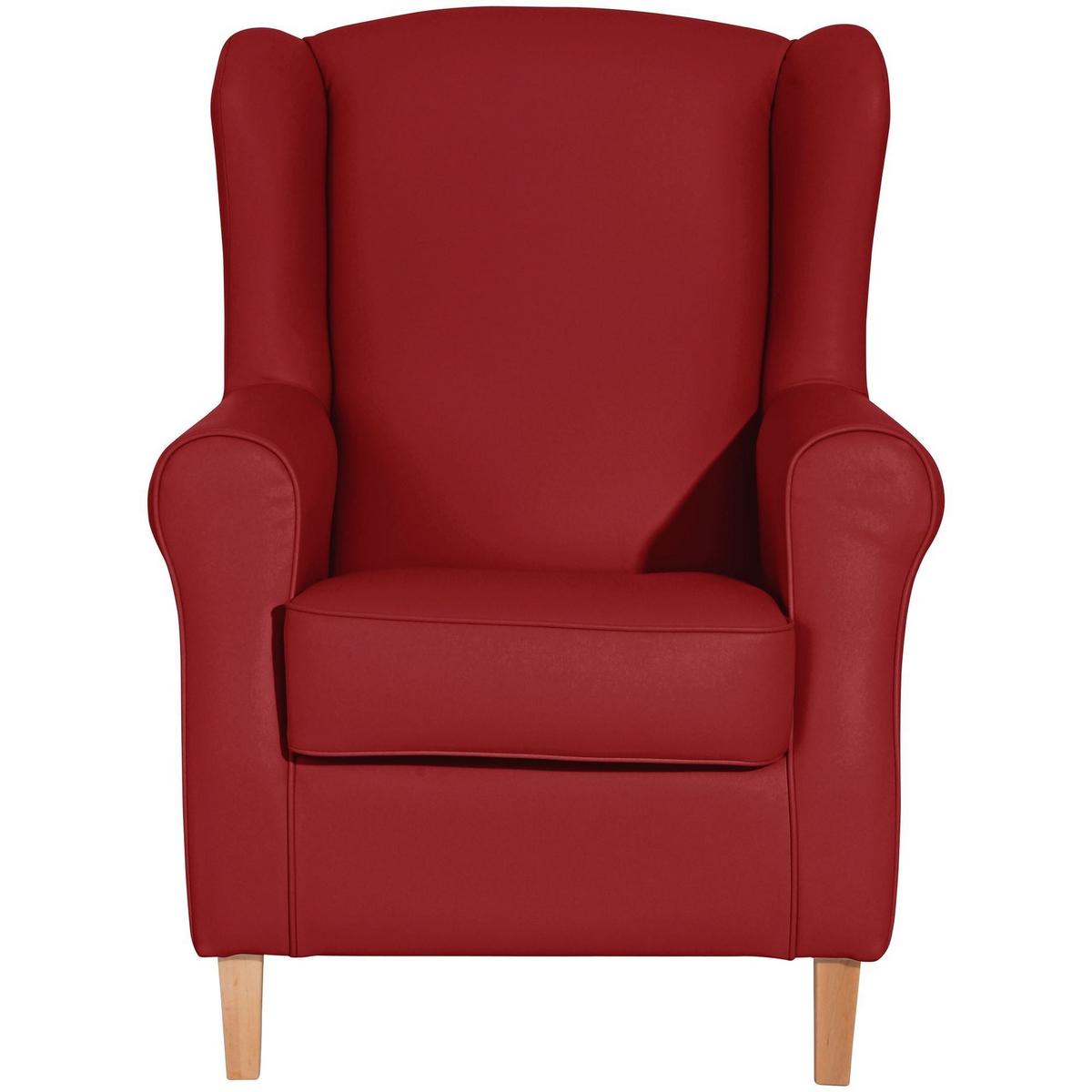 OHRENSESSEL Karlen Bezug Kunstleder Buche natur / chili - Rot/Buchefarben, Kunststoff (86/103/77cm) - 58aufmkessel