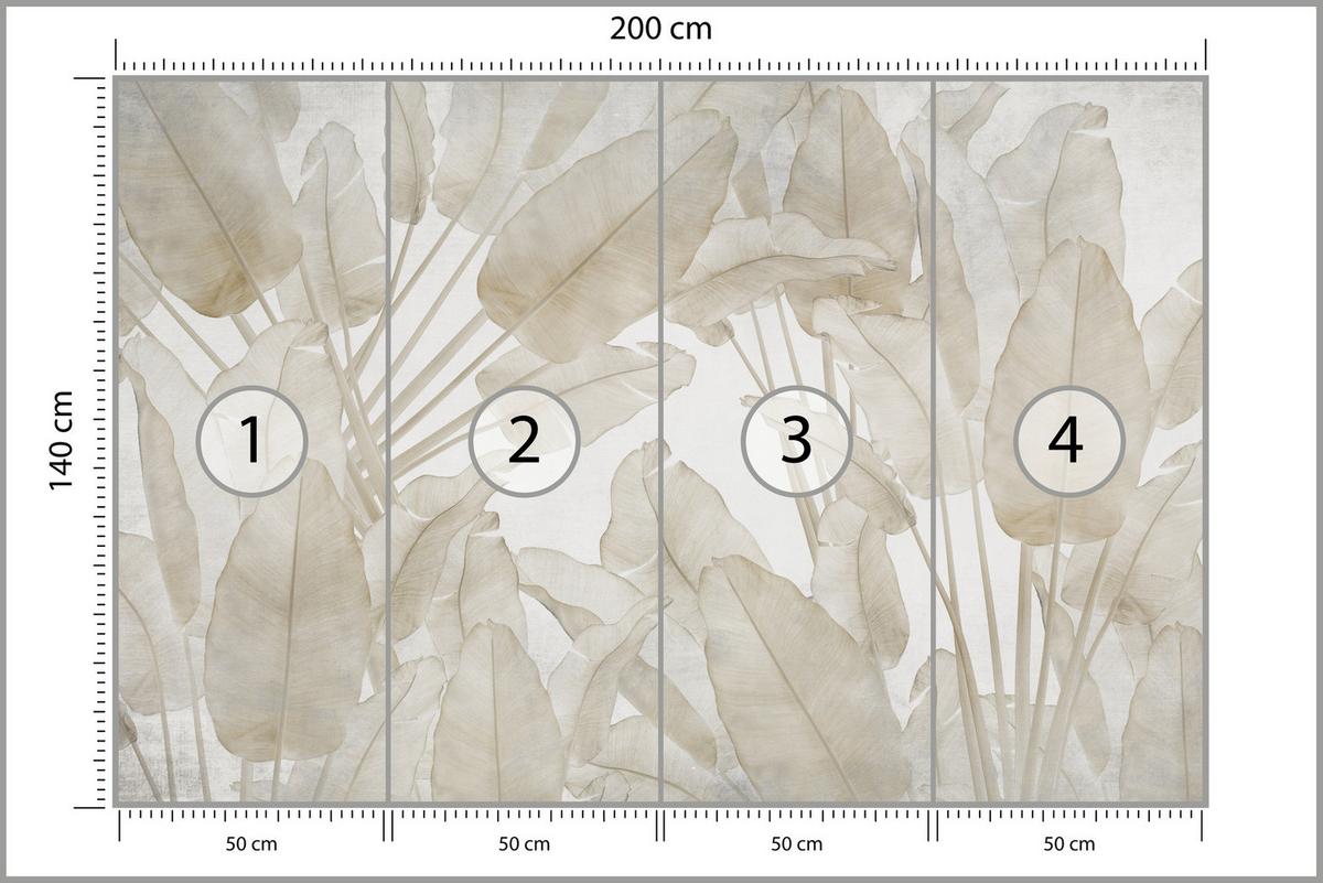FOTOTAPETE Beige Bananenblätter Tropische Pflanzen 200x140 - Beige/Braun, Papier (200/140cm) - Muralo