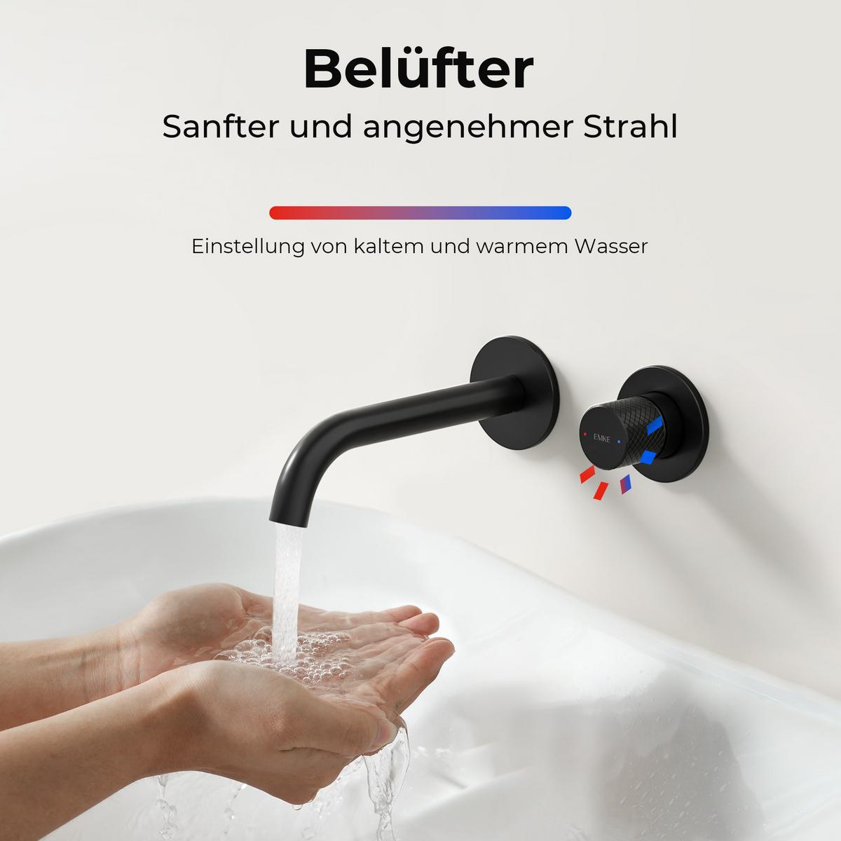 WASCHTISCHARMATUR Unterputz Schwarz 28,1/14 cm - Schwarz, Metall (28.1/14/6.5cm) - EMKE