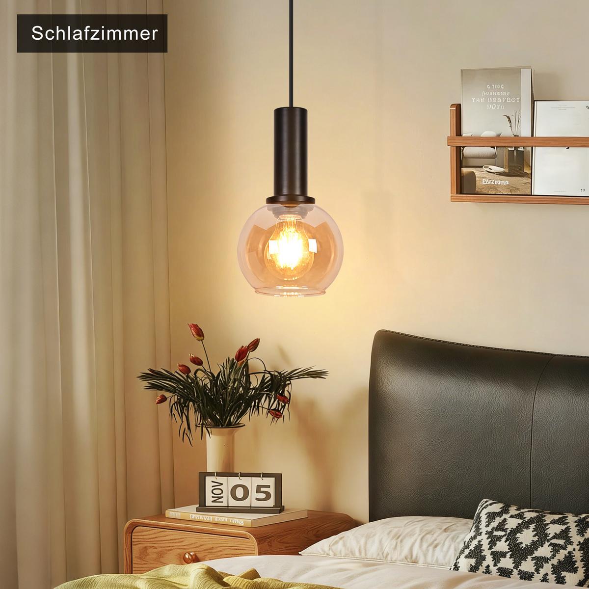 PENDELLEUCHTE Ixeth 10/13/145 cm - Schwarz, Glas/Metall (10/13/145cm) - ZMH