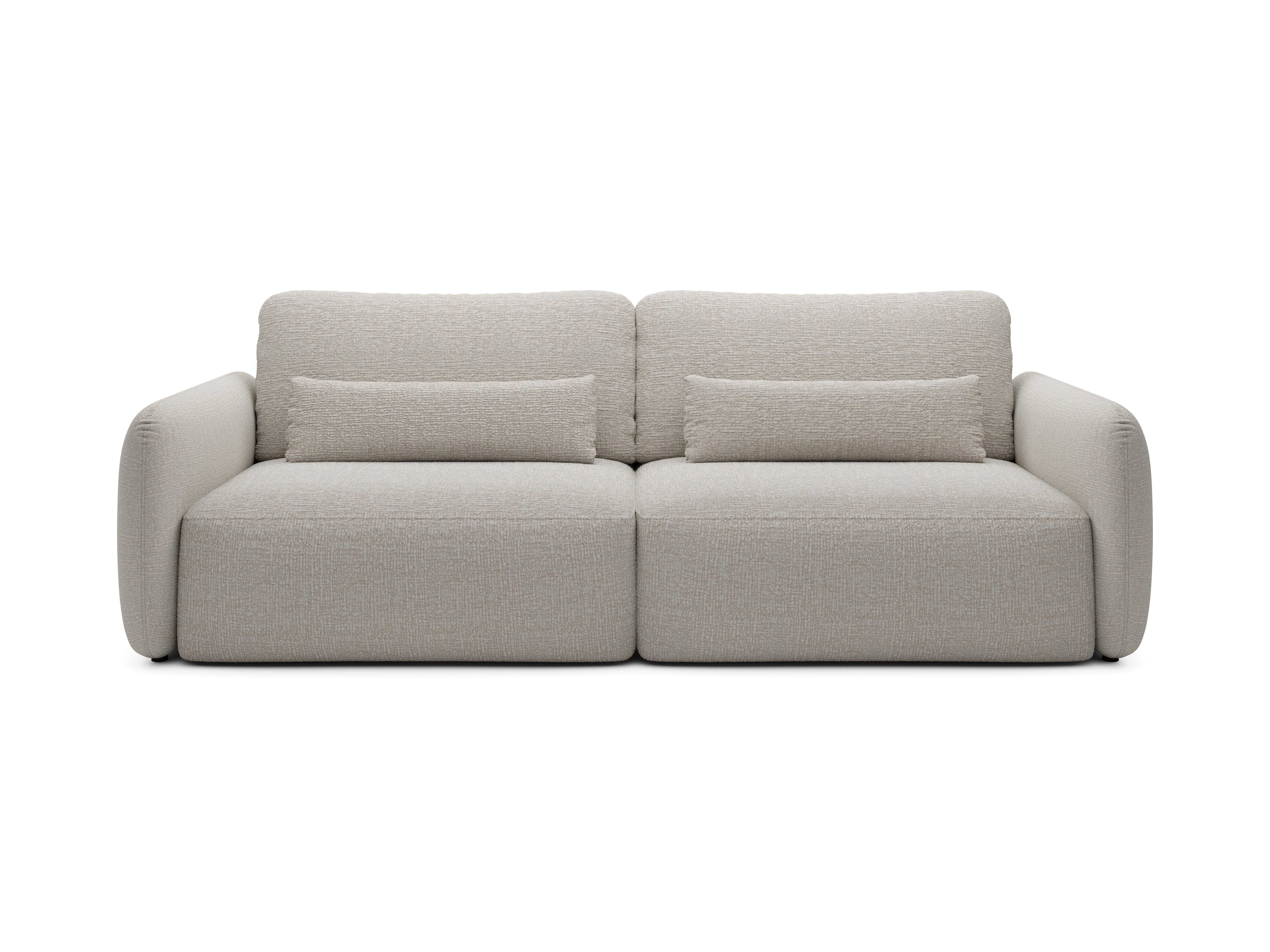 BETTSOFA ATTO Beige Chenille-Stoff mit Schlaffunktion - Beige, Textil (103/87/238cm) - MASSENO