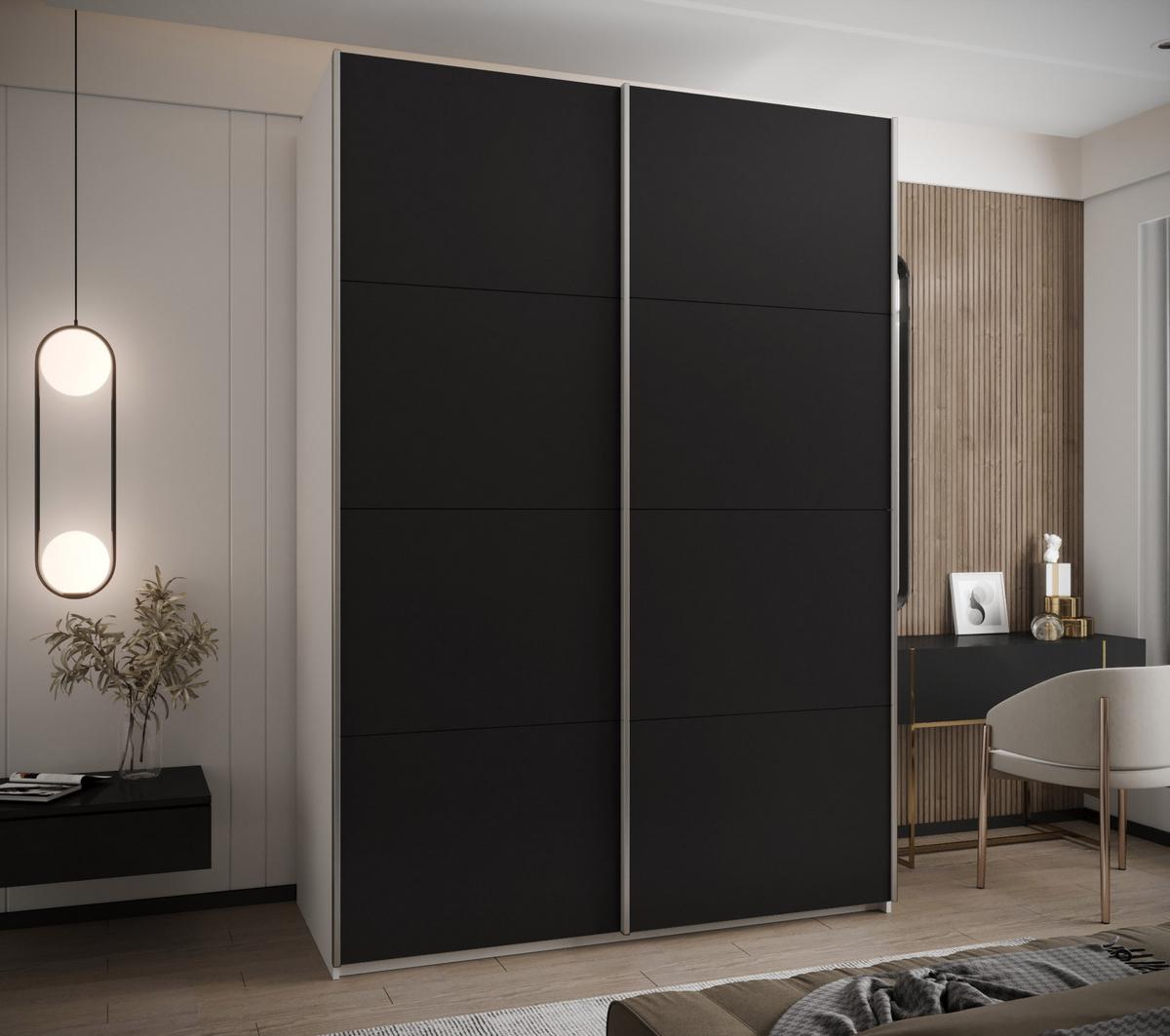 SCHWEBETÜRENSCHRANK 245,5/180/64 2-türig - Silberfarben/Schwarz, Holz/Metall (180/245/64cm) - Abiks Möbel