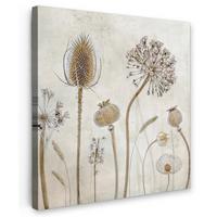LEINWANDBILD Blumen - Aquarell - Stilleben - Braun - Vintage Deko Wohnzimmer 20x20 cm - Beige, Textil (20/20cm) - MuchoWow