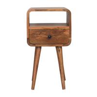 NACHTTISCH mit offenem Fach, 1 Schublade, 1 Offenes Fach, Beige - Messingfarben/Braun, Holz/Metall (30/55/30cm) - Artisan Furniture