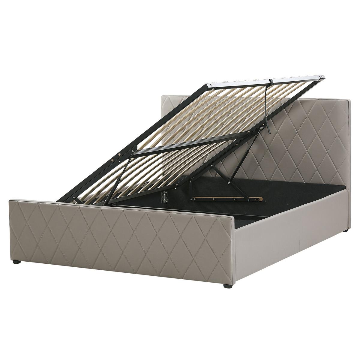 BETT mit Stauraum 160x200 cm Grau Rochefort - Taupe, Kunststoff (160/200cm) - Beliani