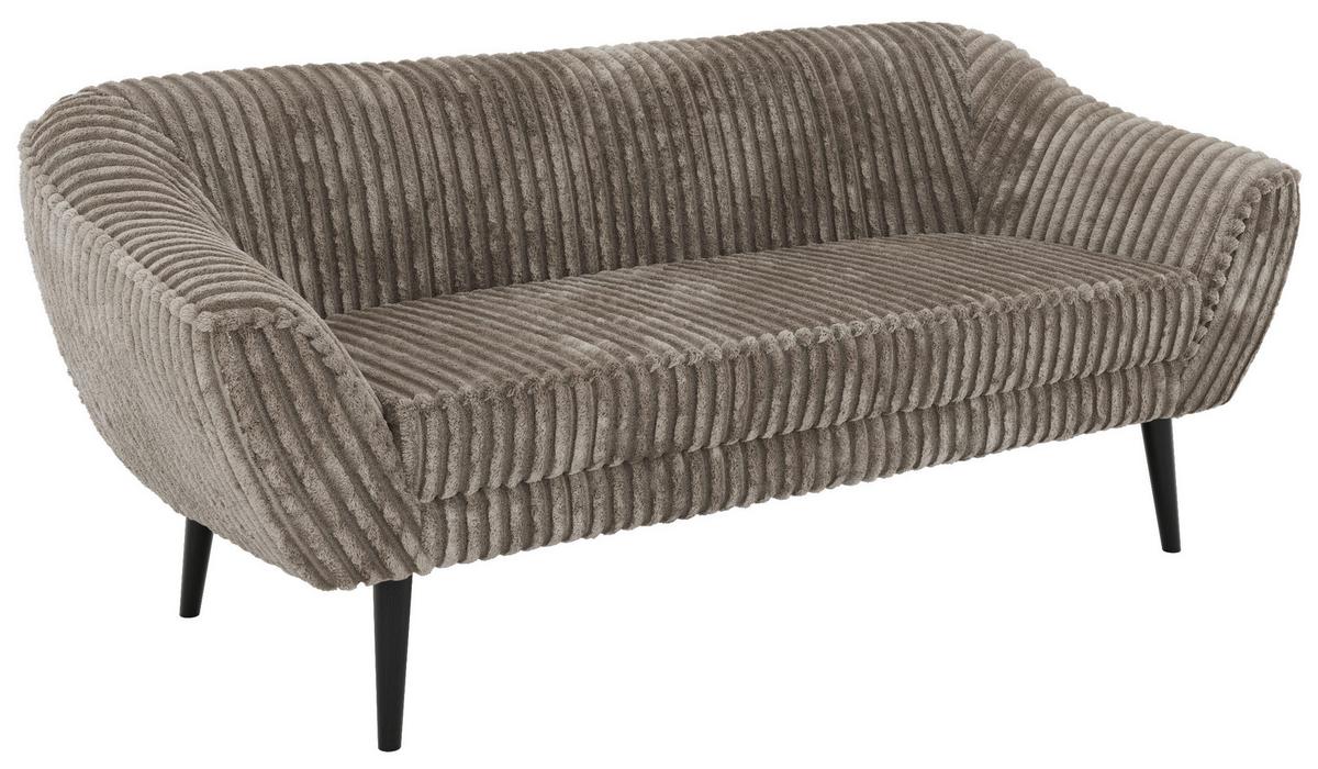 3-SITZER-SOFA PIRS - Hellbraun Cord - Schwarze Beine - Hellbraun/Schwarz, Holzwerkstoff/Textil (180/75/74cm) - MKS