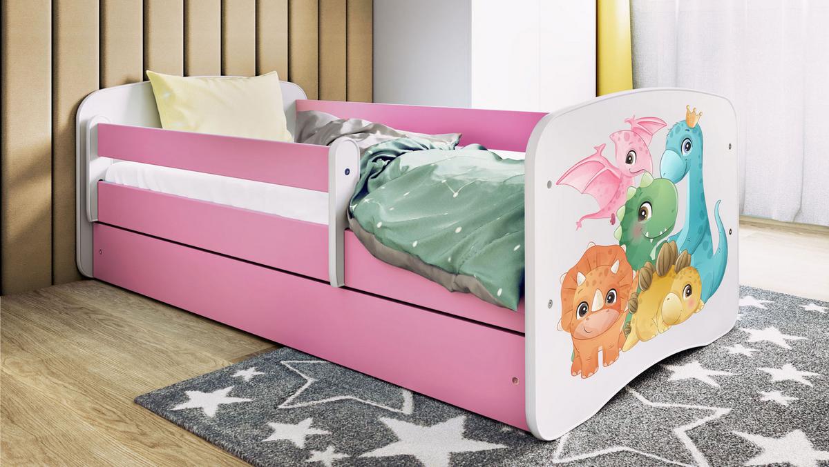 KINDERBETT Emily mit Schublade und Matratze, Rosa 70x140 cm - Multicolor, Holzwerkstoff (140/70cm) - WFL GROUP