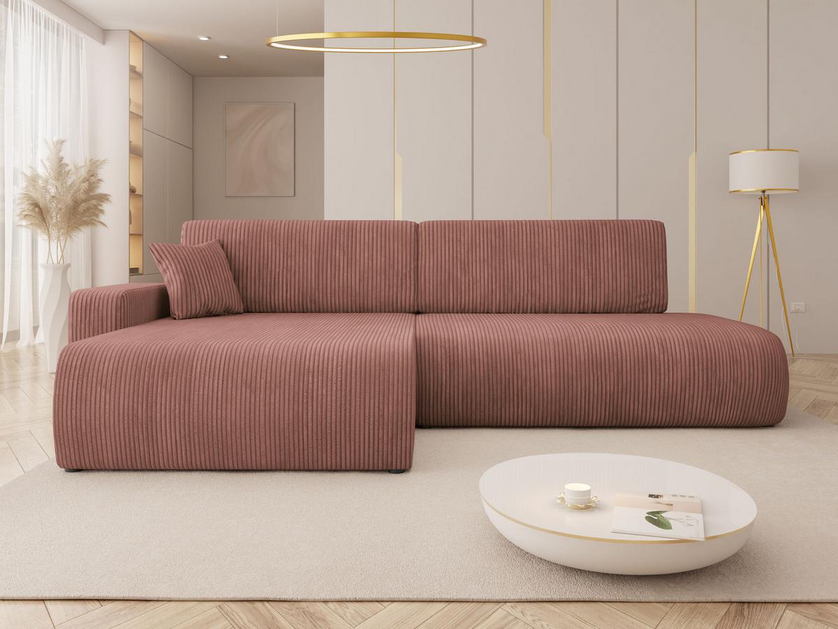 ECKSOFA Piano O Cord - Schwarz/Rosa, Holz/Kunststoff (262/145cm) - MIRJAN24