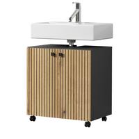 WASCHBECKENUNTERSCHRANK Evoke Eiche, grau 60 cm, Badschrank auf Rollen - Eichefarben/Anthrazit, Holzwerkstoff/Metall (60/64/42cm) - Top.Furn