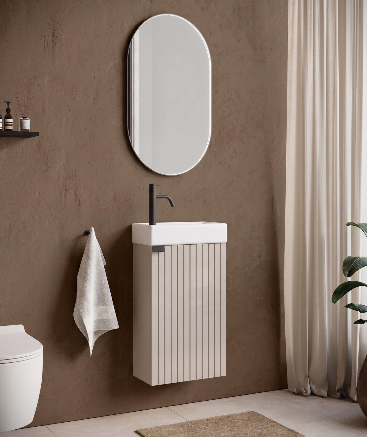 GÄSTE-WC-MÖBELSET Bosco 2 Teile Cashmere - 40 x 22 x 68 cm - Kaschmir, Holz (40/68/22cm) - Badplaats