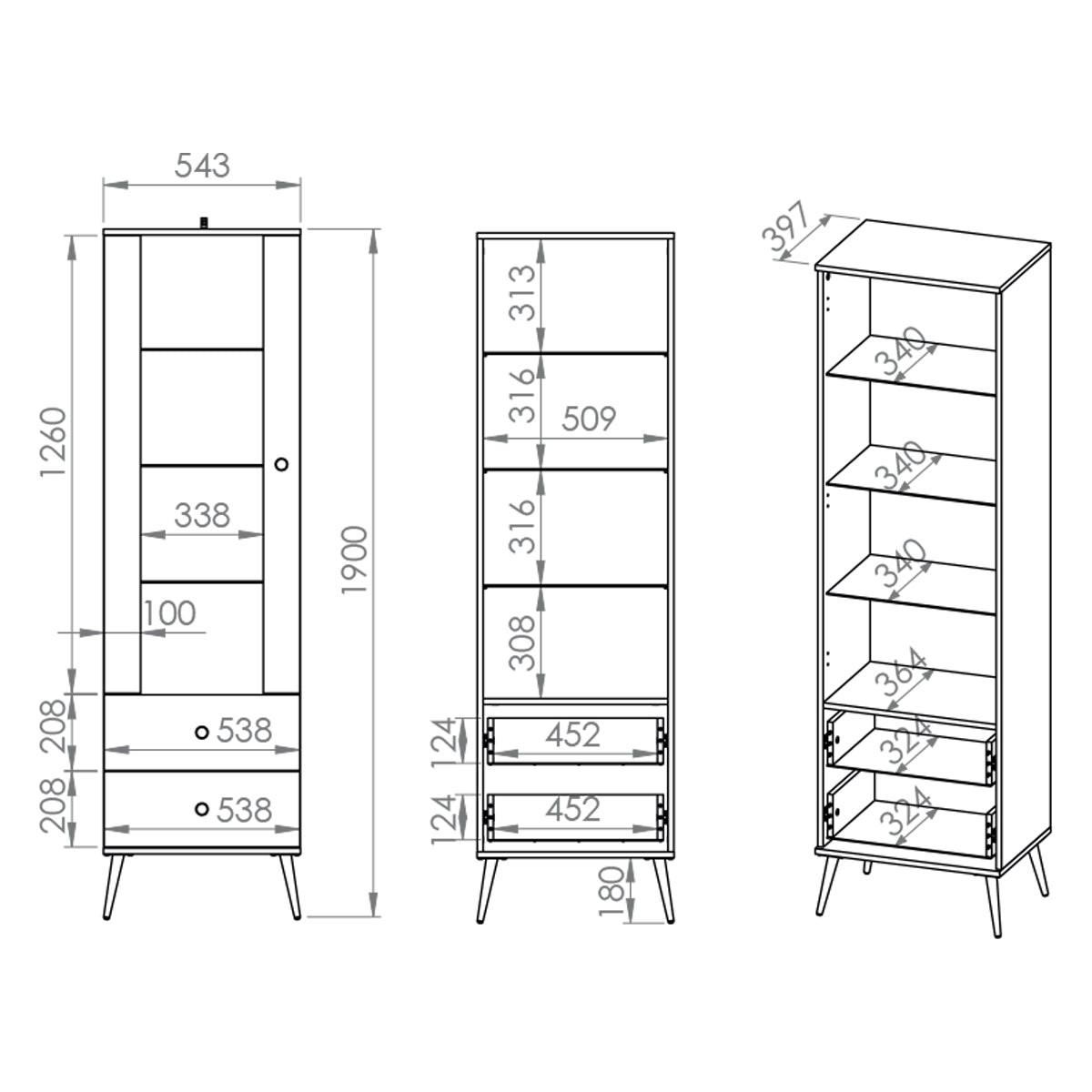 VITRINE Thalia Grün - Grün, Holzwerkstoff (55/190/40cm) - Petits-meubles