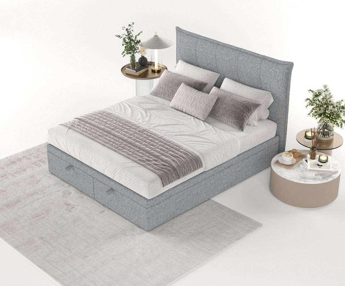POLSTERBETT Liano mit Stauraum 160/200 cm Grau im Alta Stoff - Schwarz/Grau, Holz/Holzwerkstoff (160/200cm) - AltaBeds