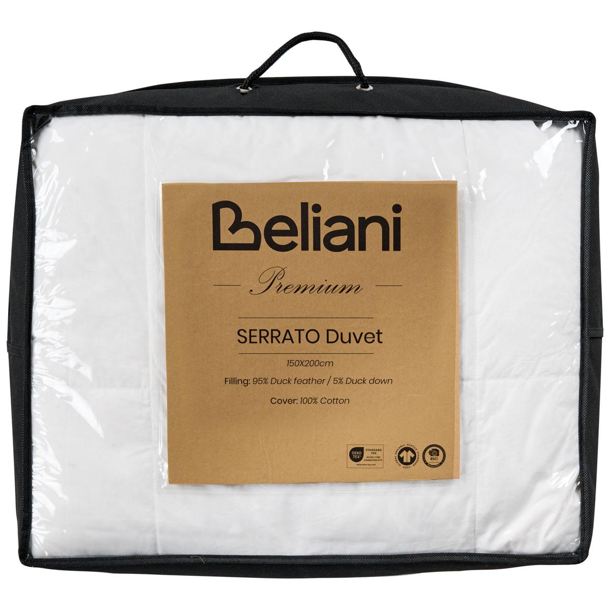 ZWEILAGIGE Bettdecke Entenfedern und Daunen 4-Jahreszeiten 150/200 cm Serrato - Weiß, Textil (155/220cm) - Beliani