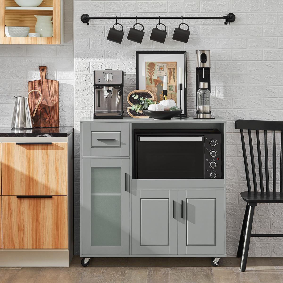 MIKROWELLENSCHRANK Grau - Grau, Holzwerkstoff (89/89/40cm) - SoBuy