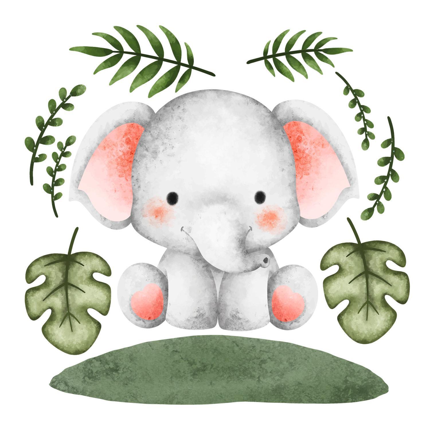WANDAUFKLEBER 60x63cm - Ein bezaubernder Elefant - Multicolor, Kunststoff (60/63/0.1cm) - Wallfluent