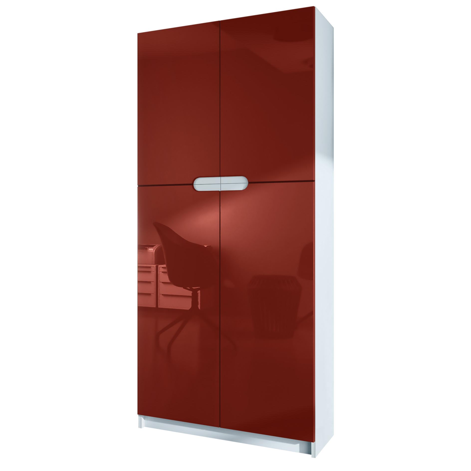 BÜROSCHRANK Logan Fronten in Bordeaux Hochglanz - Bordeaux, Holzwerkstoff (82/184/37cm) - Vladon
