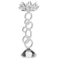 KERZENSTÄNDER Silber Oviedo - Silberfarben, Glas (11/27/11cm) - Beliani