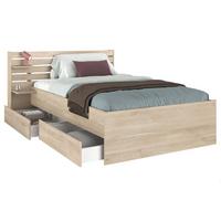 STAURAUMBETT Eiche japanisch, Bett Liegefläche 120 x 200 cm - Eichefarben, Holzwerkstoff/Metall (120/200cm) - Parisot Meuble