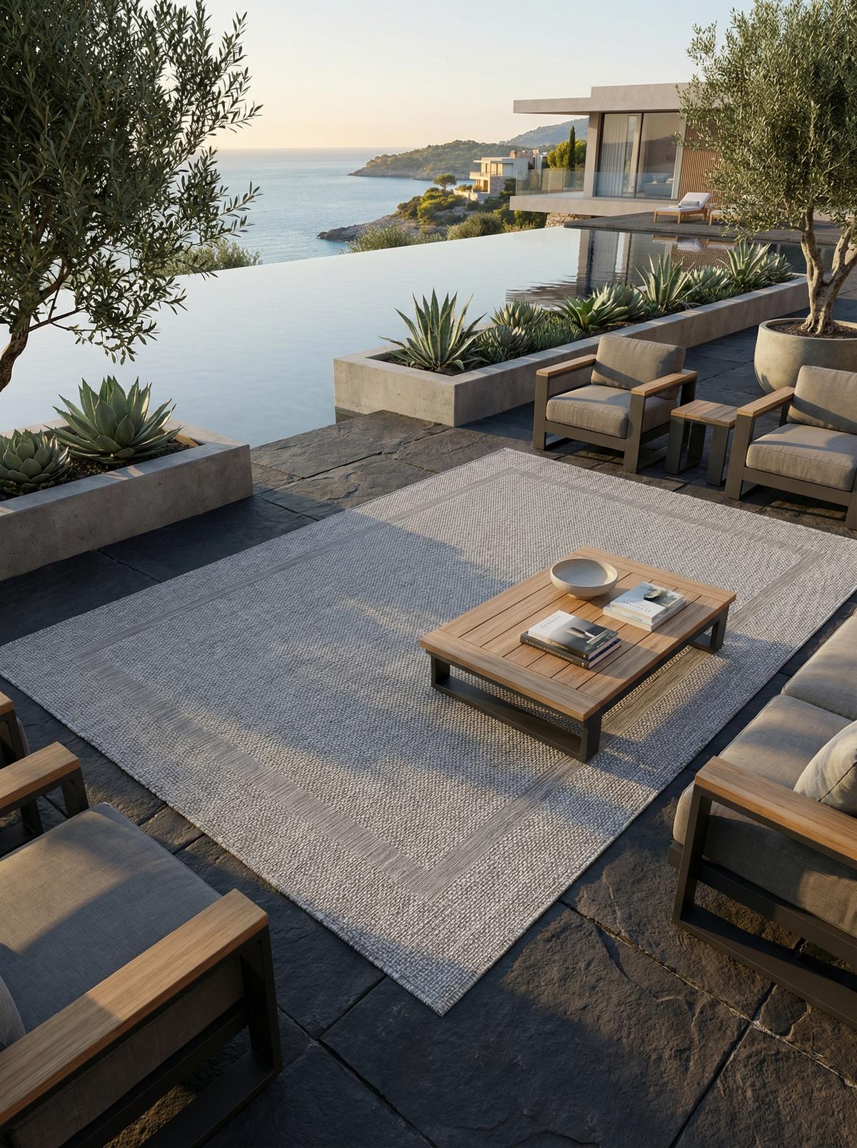 TEPPICH Outdoor ALSTER in Silber, einfarbig, 160 x 230 cm - Silberfarben, Textil (230/160cm) - KADIMA DESIGN
