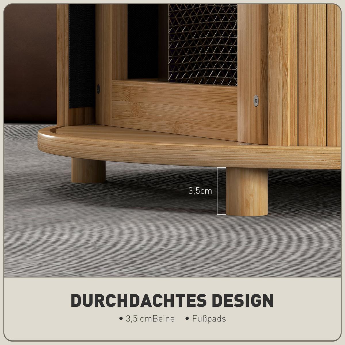 COUCHTISCH Wohnzimmertisch aus Bambus mit verstecktem Stauraum und Schiebetür - Naturfarben, Naturmaterialien/Bambusholz (60/60/45cm) - HOMCOM
