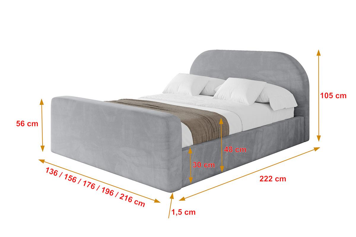 POLSTERBETT mit Bettkasten, Fußteil und Lattenrost, Boxbett ohne Matratze - TIVON-Z 180x200 Hellgrau - Hellgrau, Holzwerkstoff/Textil (180/200cm) - ALTDECOR