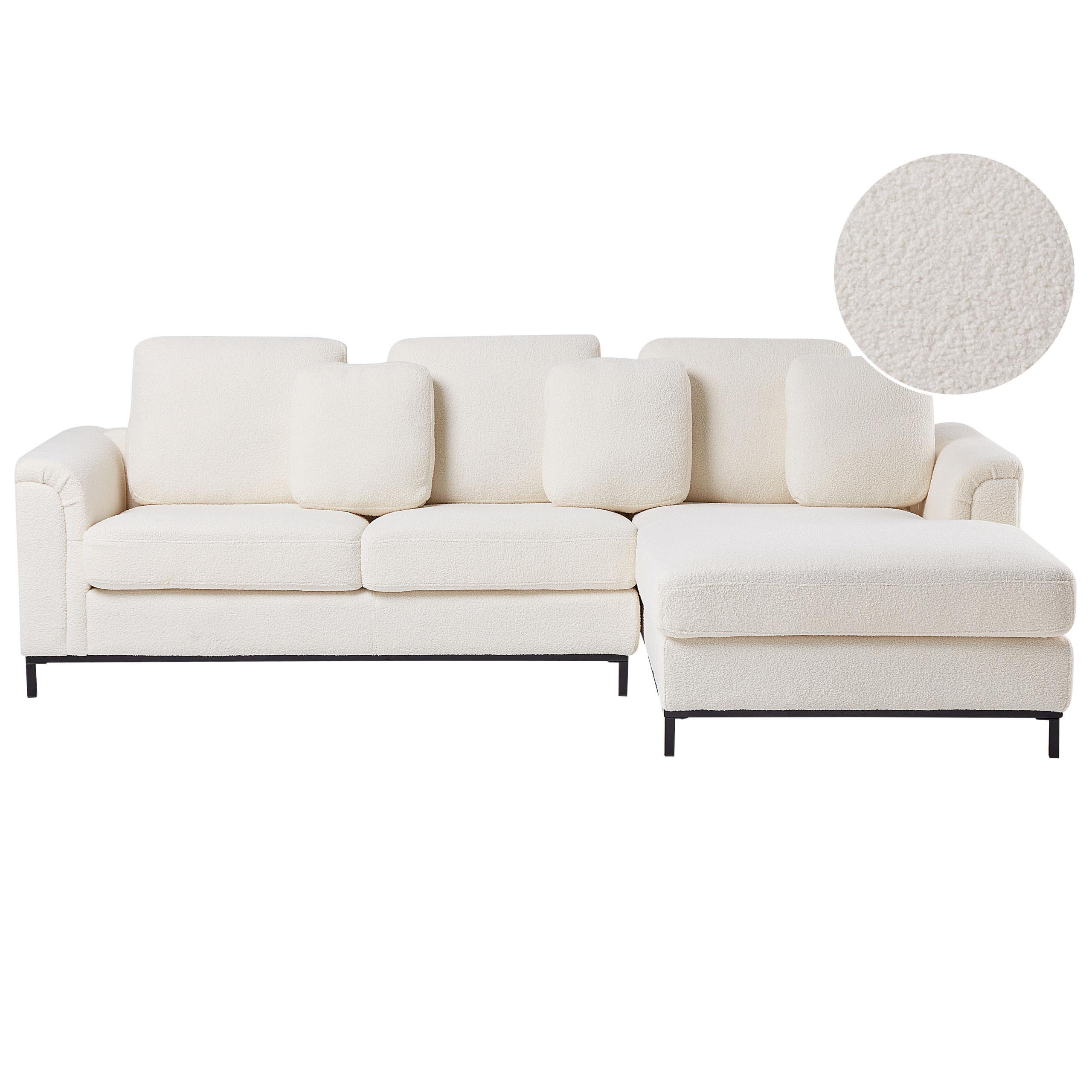 ECKSOFA 4-Sitzer Bouclé Weiß linksseitig Oslo - Schwarz/Weiß, Textil (270/151cm) - Beliani