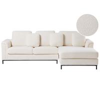 ECKSOFA 4-Sitzer Bouclé Weiß linksseitig Oslo - Schwarz/Weiß, Textil (270/151cm) - Beliani