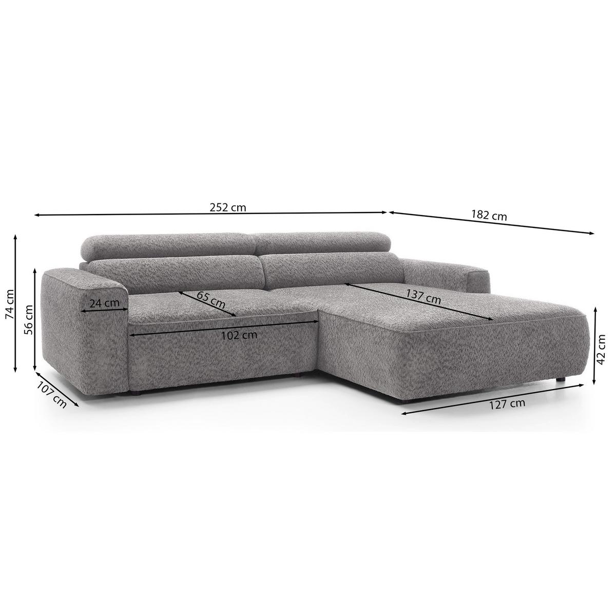 ECKSOFA Fando mit Schlaffunktion, L-Form, 4-Sitzer 252 cm, links Flechtstoff Greige - Taupe/Schwarz, Kunststoff/Textil (252/182cm) - Selsey