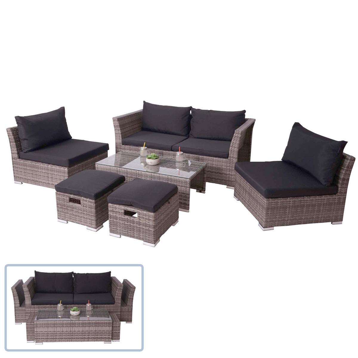 POLY-RATTAN GARNITUR Grau - Grau, Kunststoff - MCW