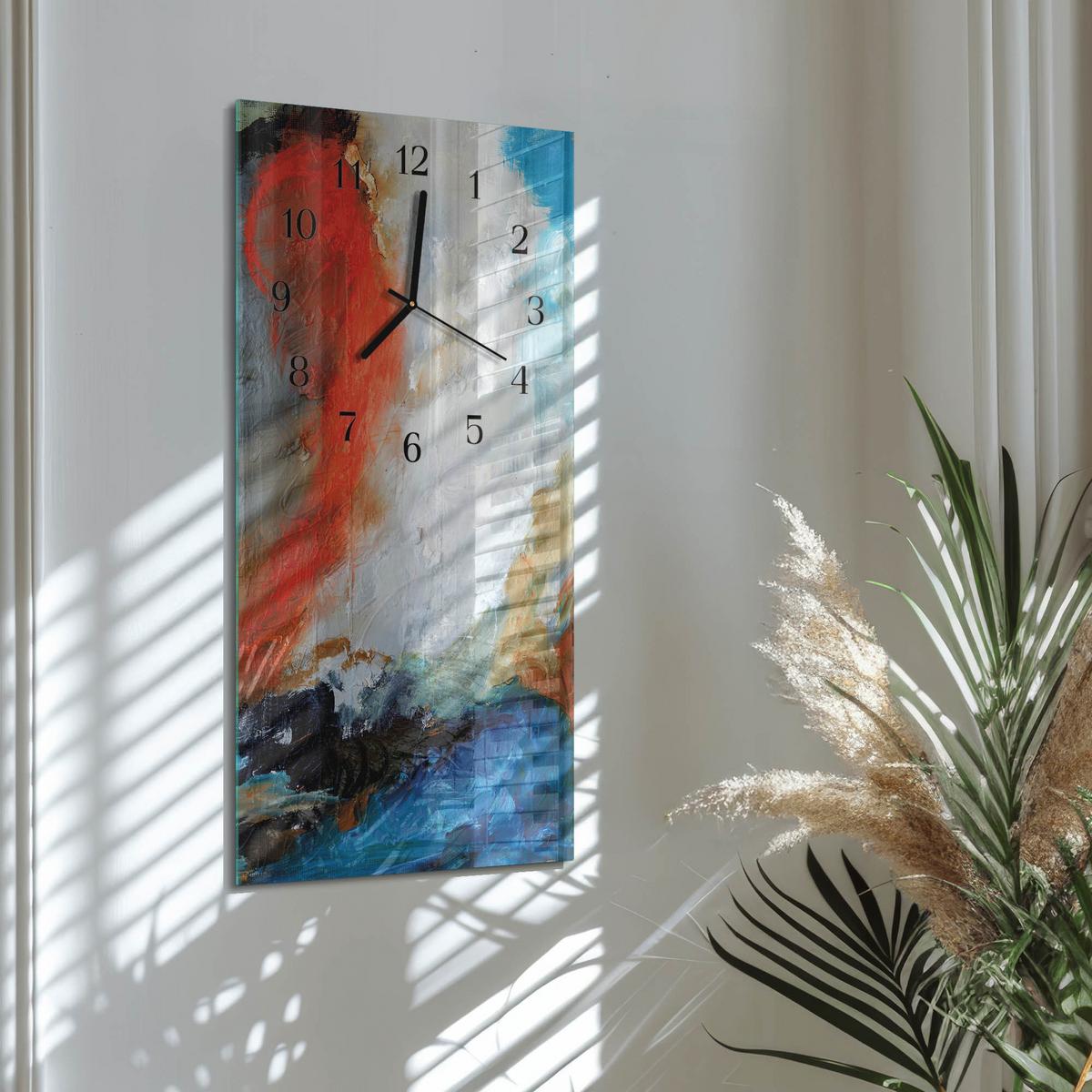 WANDUHR aus Glas 30x60 cm - Chaos - Multicolor, Glas (30/60/0.4cm) - TULUP