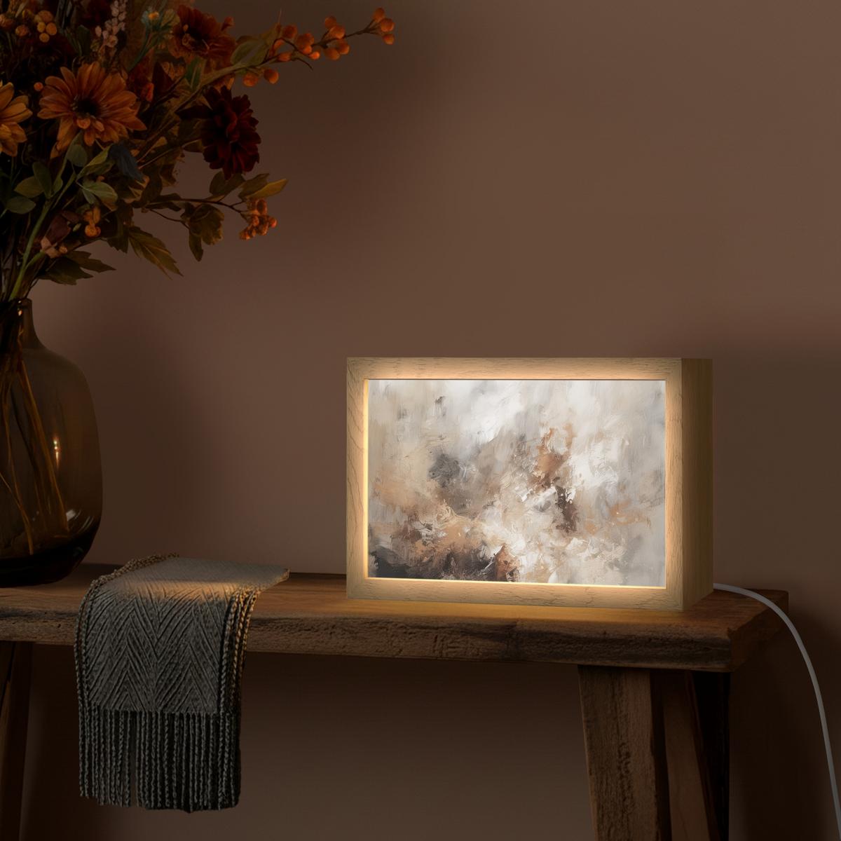 TISCHLEUCHTE Farbe - Abstrakt - Beige - Kunst 30x20 cm - Apfelbaumfarben, Holzwerkstoff (8/30/20cm) - OnlyWow